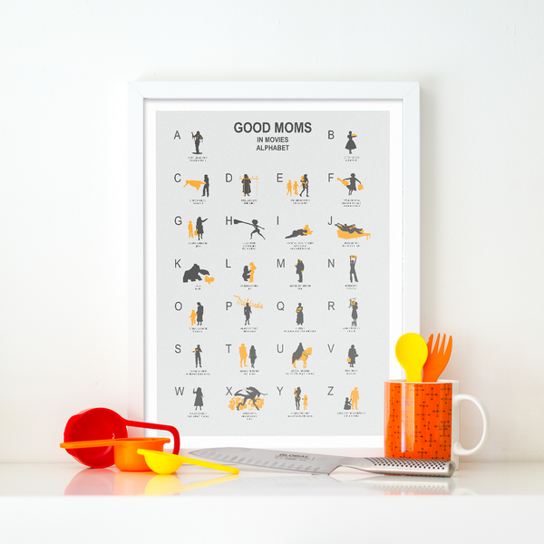 Set of 2 prints, Best Moms and Best Dads in Film Alphabet