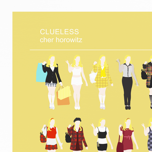 Clueless minimalist fashion illustration, Cher Horowitz poster