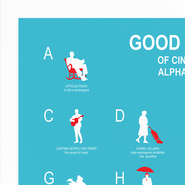 Dads in movies Abc Print Poster, Cinephile Dad Minimalist