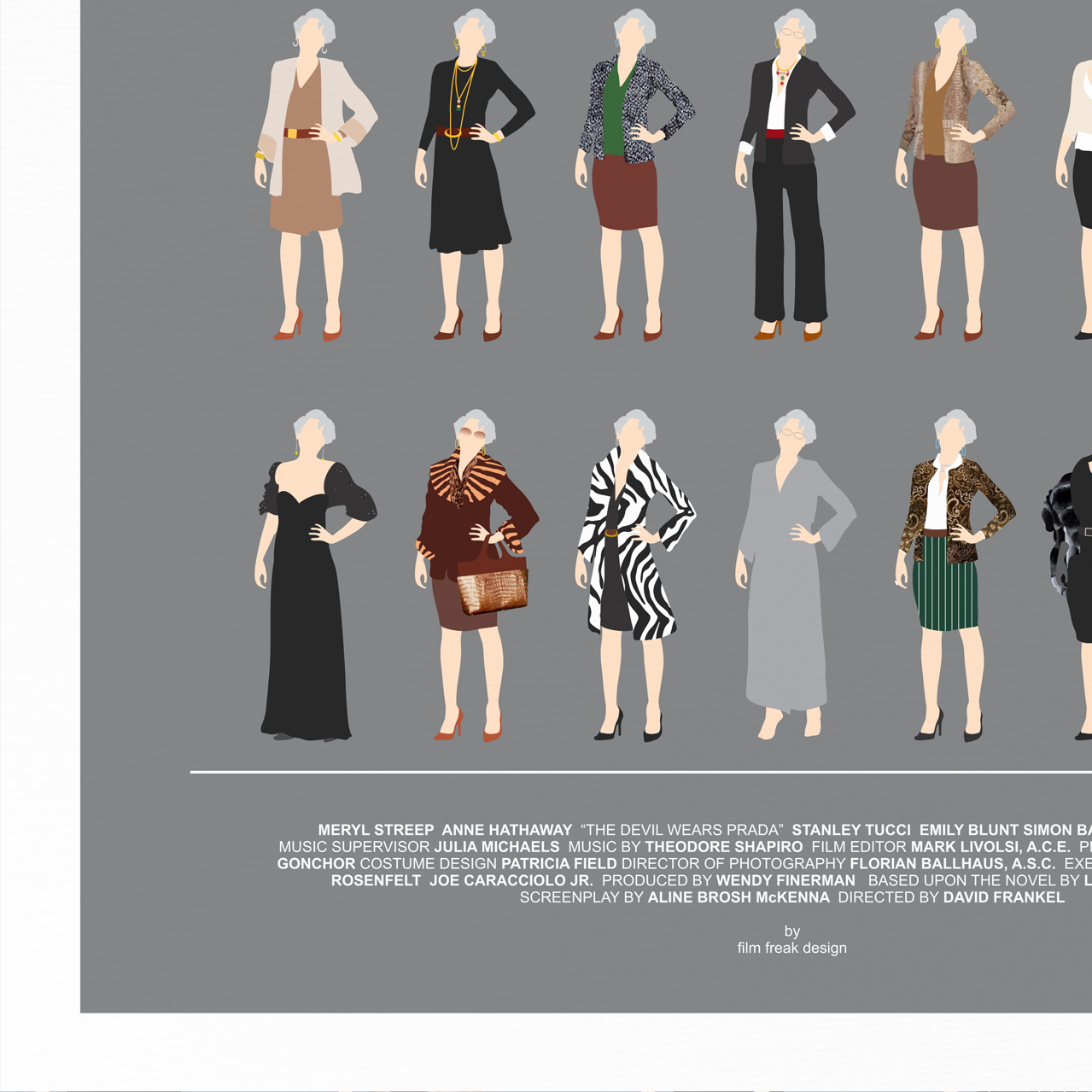 The Devil Wears Prada poster, Miranda Priestly all looks Meryl Streep