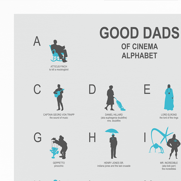 Dads in movies Abc Print Poster, Minimal poster, father's day gift